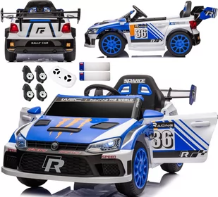 RALLY CAR auto na akumulator 12V napęd 4x4 Pilot LED niebieski - Pojazdy elektryczne dla dzieci - miniaturka - grafika 1