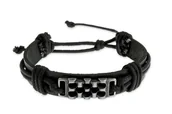 Bransoletki - Bransoletka Ze Skóry,Metalu Styl Wojskowy - miniaturka - grafika 1