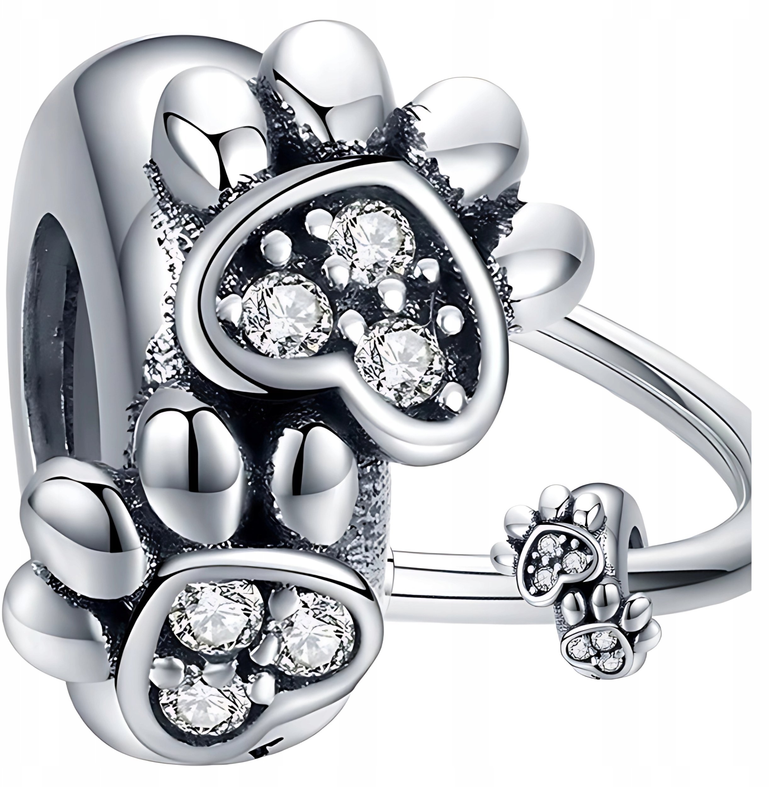 Ivybands CHARMS STOPER ŁAPA PSA srebro 925 zawieszka pies łapka charms srebrny S925