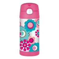 Kubki termiczne - Thermos Kubek dla dzieci ze słomką FUNtainer 355 ml (stalowy/różowy) motyw kwiaty 120011 FUNtainer - miniaturka - grafika 1