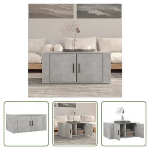 The Living Store stolik kawowy betonowy szary 80x50x36 cm materiał drewnopochodny - Ławy i stoliki kawowe - miniaturka - grafika 1