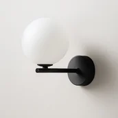 Lampy ścienne - Czarno-biały kinkiet z kloszem w kształcie kulki K-5854 z serii FILO - miniaturka - grafika 1