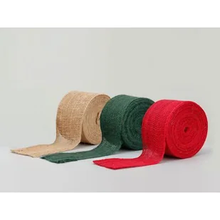 Taśma jutowa ozdobna 6 x 300 cm naturalna - Ozdoby bożonarodzeniowe - miniaturka - grafika 1