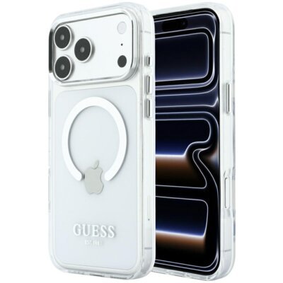 Etui GUESS Metal Outline MagSafe do Apple iPhone 17 Pro Max/18 Pro Max Srebrny