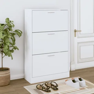 vidaXL Szafka na buty biała 63x24x103 cm Materiał drewnopochodny - Stojak na buty - Półki na buty - Przechowywanie butów - Szafka na buty - Szafki na buty - miniaturka - grafika 1