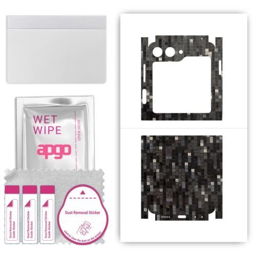 folia naklejka skórka strukturalna na TYŁ+BOKI do Samsung W24 Flip - Carbon Pixel Czarny - apgo SKINS