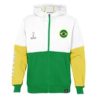 Bluzy męskie - FIFA Męska bluza z kapturem Official World Cup 2022, z panelem bocznym, Youth, Brazil, Age 13-15, biała, bardzo duża, biały - miniaturka - grafika 1