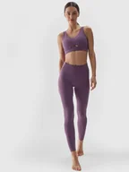 Spodnie sportowe damskie - Damskie legginsy do jogi 4F 4FWAW24TFTIF284 - fioletowe - miniaturka - grafika 1