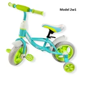 Rowerki biegowe - Rowerek biegowy rower pedały 4kołowy model 2w1 Niebieski Miętowy - miniaturka - grafika 1