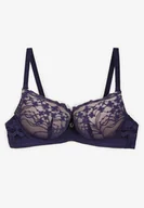 Biustonosze - Granatowo-Różowy Biustonosz Push Up Ozdobiony Koronką Sannel - Born2be - miniaturka - grafika 1