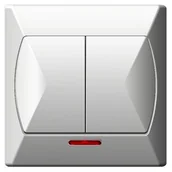 Wyłączniki światła i elektryczne - Łącznik dwugrupowy, AKCENT (Biały), świecznikowy z podświetleniem - miniaturka - grafika 1