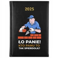 Notesy i bloczki - KALENDARZ TERMINARZ CZARNY NOTES Dzienny A5 2025 Prezent NA BUDOWE WZORY - miniaturka - grafika 1