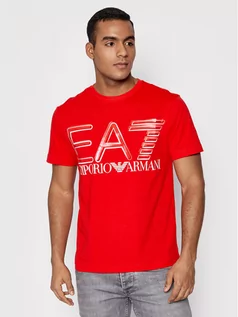 Koszulki męskie - Emporio Armani EA7 T-Shirt 3LPT20 PJFFZ 1451 Czerwony Regular Fit - grafika 1