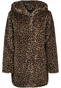 Urban Classics Damski płaszcz Leo Teddy Coat z nadrukiem zwierzęcym, wielokolorowy (Dark-olive Leo 02269), XXL - Płaszcze damskie - miniaturka - grafika 1