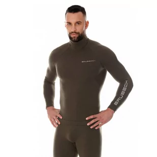 Brubeck - Bluza termoaktywna Ranger Wool - Długi rękaw - Khaki - LS1420M - Bluzy sportowe męskie - miniaturka - grafika 4