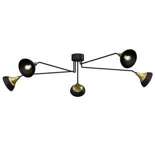 Luminex Nergis 3690 plafon lampa sufitowa 5x60W E27 czarny/złoty - Lampy sufitowe - miniaturka - grafika 1