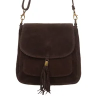 Torebki damskie - Torebka Skórzana Zamszowa Vera Pelle Vanita Choco - miniaturka - grafika 1