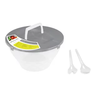 Domotti SALAD MISKA DO SAŁATY 5 L Z POKRYWĄ I SZTUĆCAMI TWORZYWO SZTUCZNE SZARA dom26998 - Przybory do gotowania - miniaturka - grafika 1