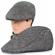 Czapki męskie - Kaszkiet Męski Zimowy Ocieplany Elegancka Czapka Szary Melanż z Wełną - miniaturka - grafika 1