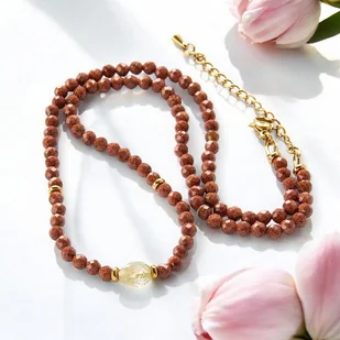 Naszyjnik z kamieni naturalnych - cytryn piasek pustyni - Naszyjniki - miniaturka - grafika 1