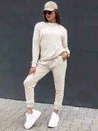 Dresy damskie - Komplet damski welurowy URBANVELVET ecru Dstreet AY1058 - miniaturka - grafika 1