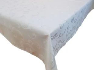 Obrus Obszywany Żakardowy Ines Srebrny Biały-130x240 cm - Obrusy i serwetki - miniaturka - grafika 1