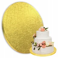 Dodatki do ciast w proszku - Podkład złoty pod tort ciasto dekoracja urodziny okrągły 25cm podkładka - miniaturka - grafika 1