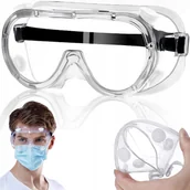 Okulary ochronne - PRZEŹROCZYSTE OKULARY OCHRONNE BHP Z WENTYALACJĄ GOGLE NA GUMCE WENTYLOWANE - miniaturka - grafika 1