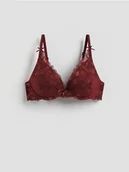 Biustonosze - Reserved - Biustonosz push up z haftem - mahoniowy - miniaturka - grafika 1