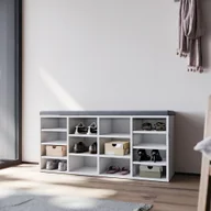Szafki na buty - SONNI Szafka na buty biała z ławką 103,5x30x48cm Regulowane przegródki Ławka na buty Stojak na buty - miniaturka - grafika 1