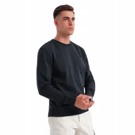 Bluzy męskie - Męska bawełniana dresowa bluza BASIC czarna V9 OM-SSBN-0159 XXL - miniaturka - grafika 1