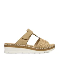 Klapki i japonki damskie - Klapki Rieker CEO-V1243-60 Beżowy - miniaturka - grafika 1