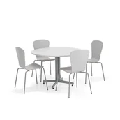 Stoły i stoliki do biura - Zestaw mebli SANNA+MILLA PLUS, 1 stół i 4 krzesła, srebrny/jasnoszary - miniaturka - grafika 1