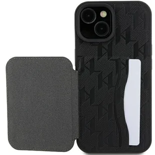 Karl Lagerfeld KLHCP15SSAKCNSCK iPhone 15 6.1" czarny/black hardcase Saffiano Cardslots and Stand Monogram Choupette - Etui i futerały do telefonów - miniaturka - grafika 8