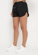 Spodenki damskie - Czarne Dresowe Szorty z Bawełną High Waist Floratess - miniaturka - grafika 1