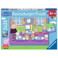 Puzzle - Ravensburger Puzzle dla dzieci Peppa w szkole 2 x 24 szt 09099 - miniaturka - grafika 1