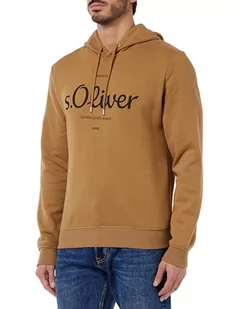 s.Oliver Sales GmbH & Co. KG/s.Oliver Męska bluza z logo z kapturem, brązowy, L - Bluzy męskie - miniaturka - grafika 1