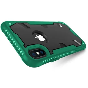 Zizo Proton Case Pancerne etui iPhone X ze szkłem 9H na ekran (Emerald Green/Solid Black) - Etui i futerały do telefonów - miniaturka - grafika 4