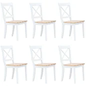 Krzesła - vidaXL Krzesła jadalniane, 6 szt., biało-brązowe, drewno kauczukowca - miniaturka - grafika 1