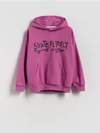 Kurtki i płaszcze dla chłopców - Reserved - Bawełniana bluza z kapturem - fioletowy - miniaturka - grafika 1