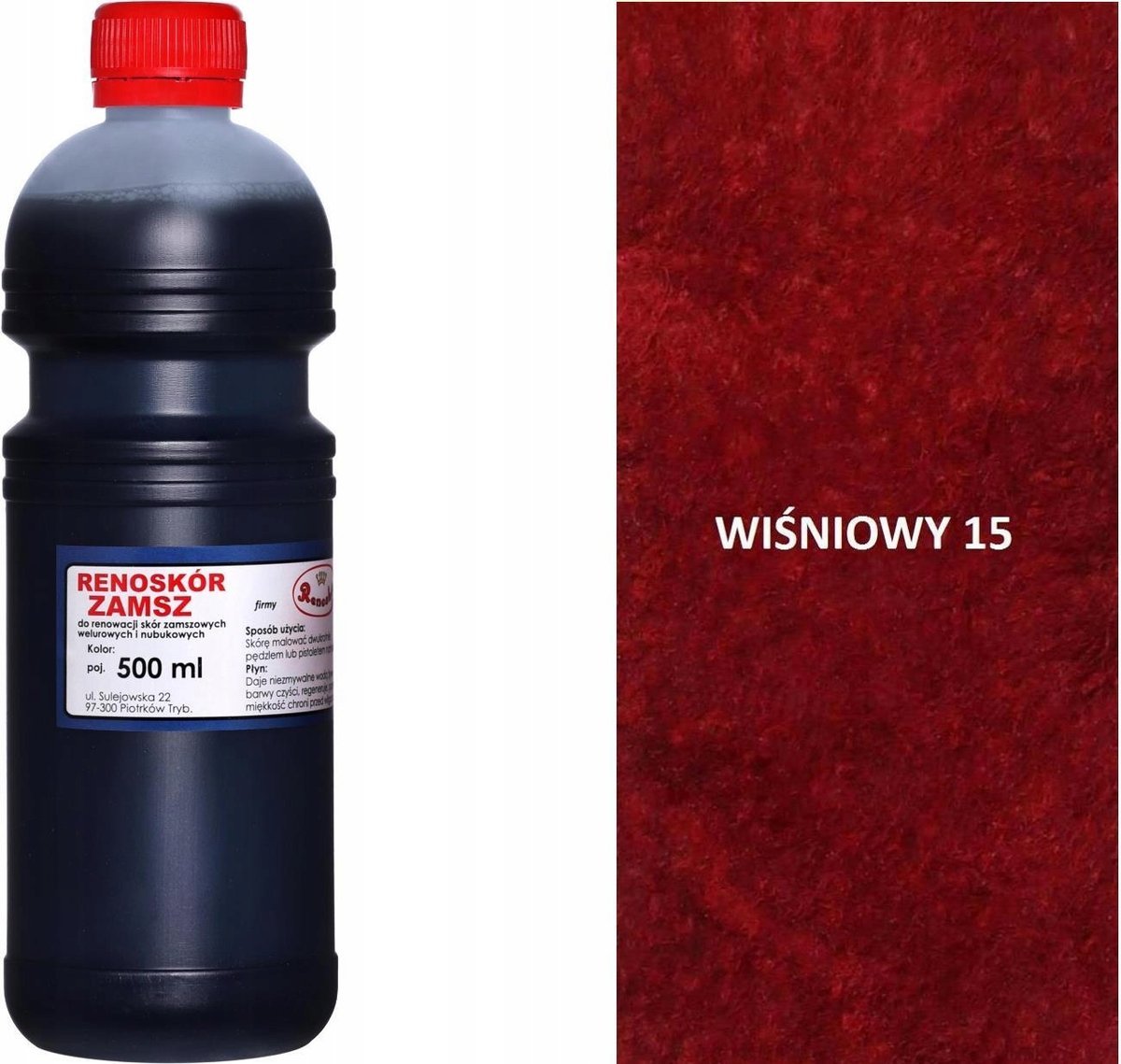 WIŚNIOWY 15 WIŚNIOWA FARBA RENOSKÓR 500ml WILBRA DO SKÓRY ZAMSZU NUBUKU 0,5