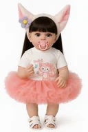 Lalki dla dziewczynek - Lalka typ Reborn Lalka Realistyczna Vinil 55cm Włosy Ciemne Opaska Smoczek - miniaturka - grafika 1