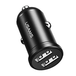 USAMS Ład. sam. 2xUSB 2,4A Mini czarny/black CC114TC01 (US-CC114) - Ładowarki samochodowe - miniaturka - grafika 1