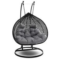 Fotele ogrodowe wiszące - MWM Meble Fotel wiszący ogrodowy 2 osobowy SC-028 Czarny - miniaturka - grafika 1