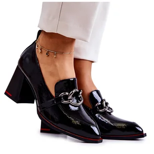 S.Barski Eleganckie Czółenka Na Słupku Czarne Callim - Czółenka - miniaturka - grafika 1