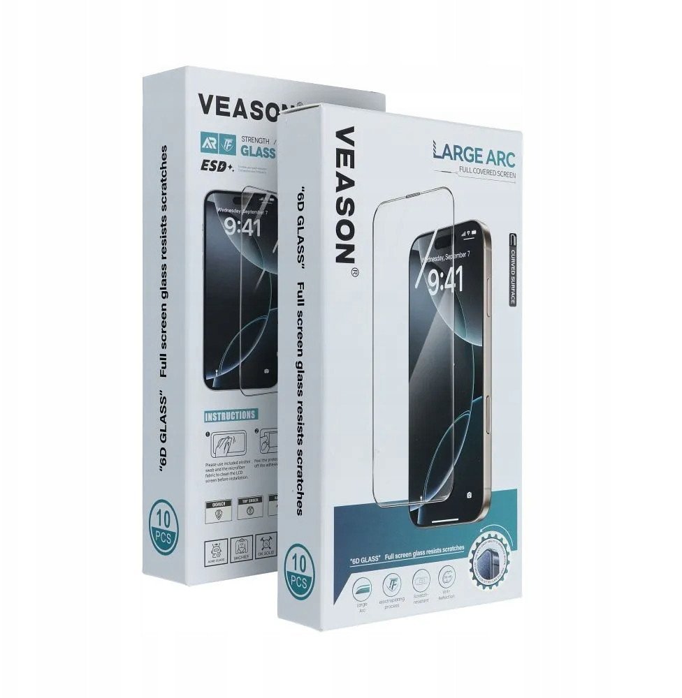 Szkło Hartowane 6D Pro Veason Glass SET 10in1 - do Iphone X / XS / 11 Pro czarny
