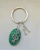 Breloki - Zielony Brelok Muzyczny Nutka Klucz Wiolinowy - miniaturka - grafika 1