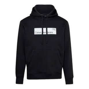 CALVIN KLEIN BLUZA MĘSKA Z KAPTUREM HYPER REAL BOX LOGO CZARNA r.M - Bluzy męskie - miniaturka - grafika 1