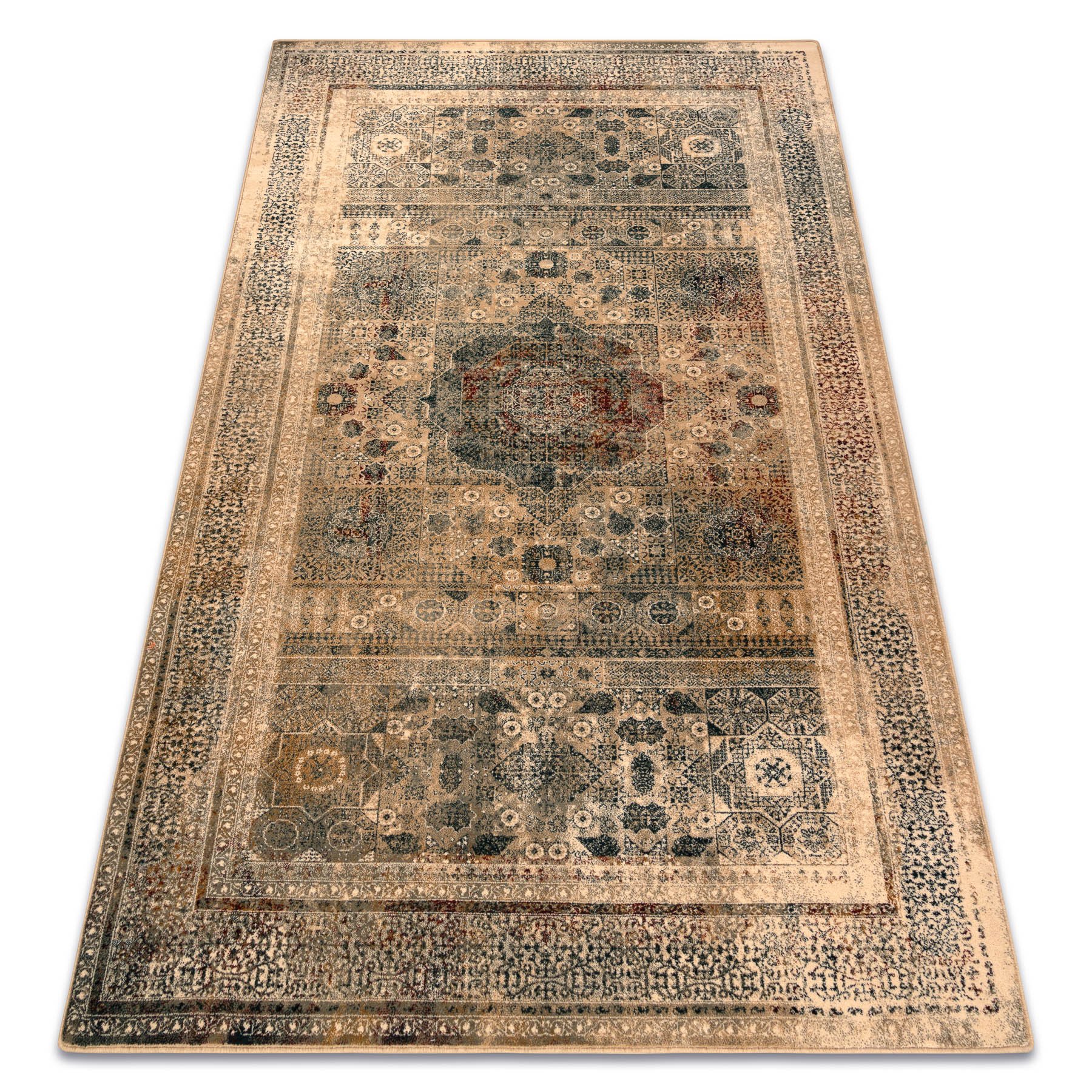 Dywan wełniany OMEGA MAMLUK Rozeta vintage krem beżowy 300x400 cm