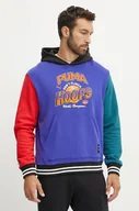 Bluzy męskie - Puma bluza bawełniana męska kolor granatowy z kapturem wzorzysta 627216 - miniaturka - grafika 1